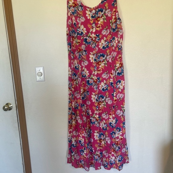 Koret pink floral Button-down Large summer dress size - Picture 2 of 10